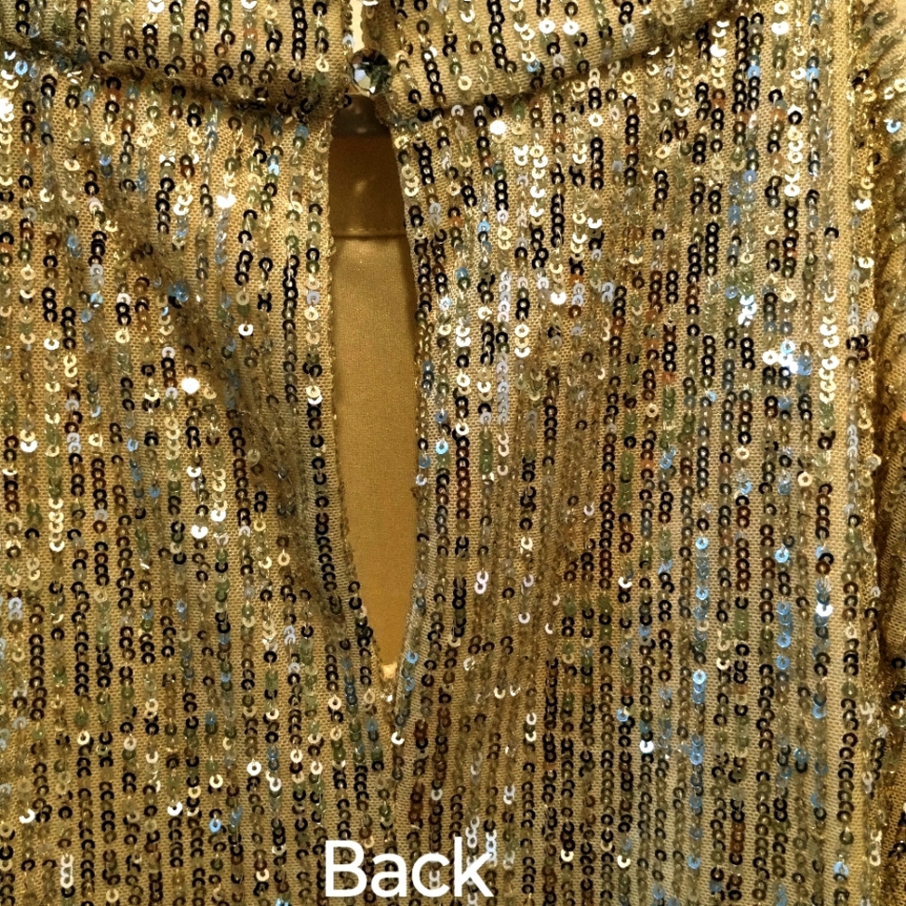 Festive Shell Gold Sequence Top size L with Spandex Camisole for comfort.